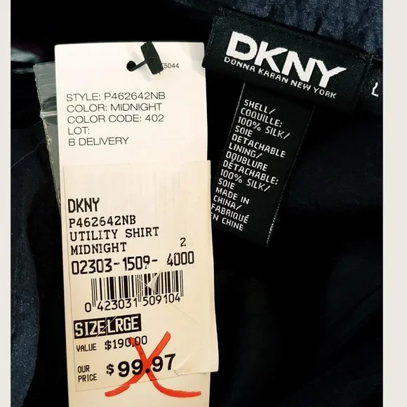 DKNY Silk Blouse with Built-In Tank NWT - Picture 7 of 7